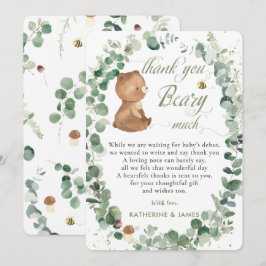 Cute Baby Bear Greenery Gender Neutral Shower T Tack Kort