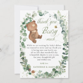 Cute Baby Bear Greenery Gender Neutral Shower Tack Kort