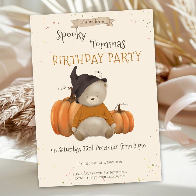 Cute Baby Bear Halloween Birthday-inbjudan Inbjudningar (Skapare uppladdad)