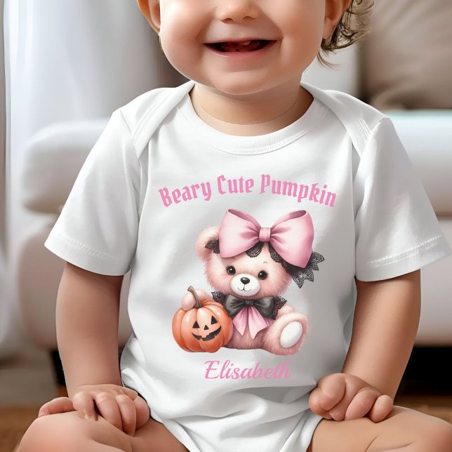 Cute Baby Bear med Pumpkin Rosa T Shirt (Skapare uppladdad)