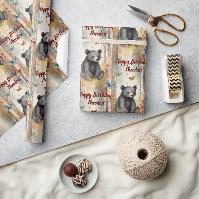 Cute Baby Bear-Personligen, födelsedag Presentpapper (Hantverk)