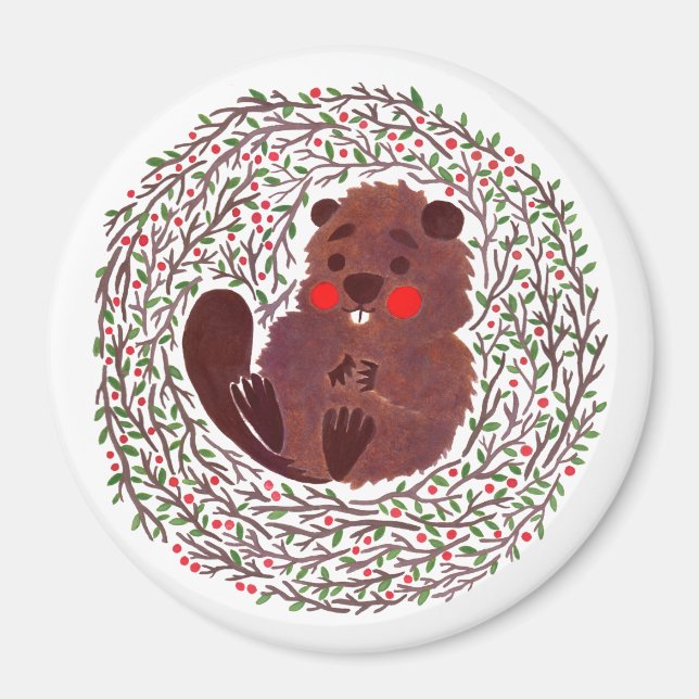 Cute Baby Beaver Magnet (Framsidan)