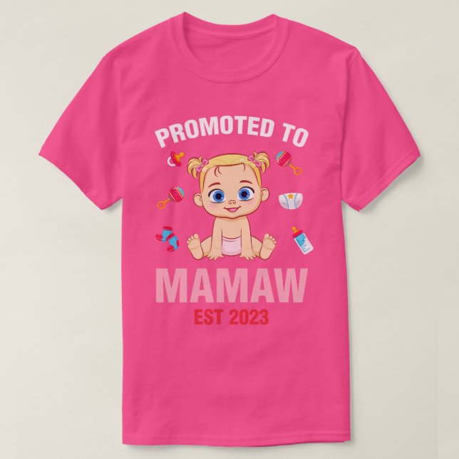 Cute Baby befordrades till Mamaw födelsedag 2023 T Shirt (Design framsida)