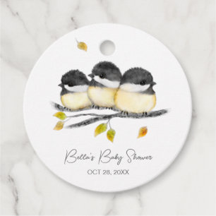 Cute Baby Bird Chickadees Baby Shower Gåvor Etiketter