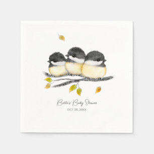 Cute Baby Bird Chickadees Baby Shower Pappersservett