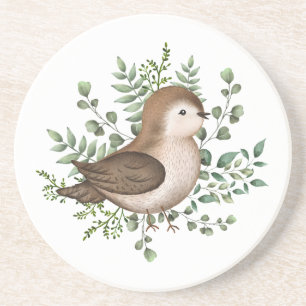Cute Baby Bird Forest Greenery Woodland Mönster Underlägg