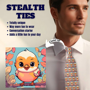 Cute Baby Bird Rosa Blue Stealth Neck Tie Slips