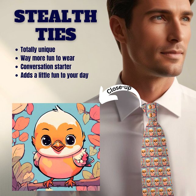 Cute Baby Bird Rosa Blue Stealth Neck Tie Slips (Skapare uppladdad)