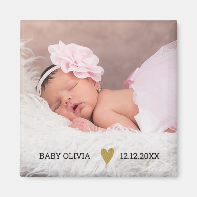 Cute Baby Birth Announcement Photo Magnet (Framsidan)