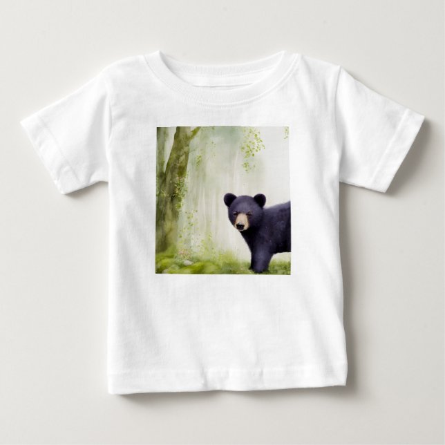 Cute Baby Black Bear Unge T-Shirt för barn (Framsida)