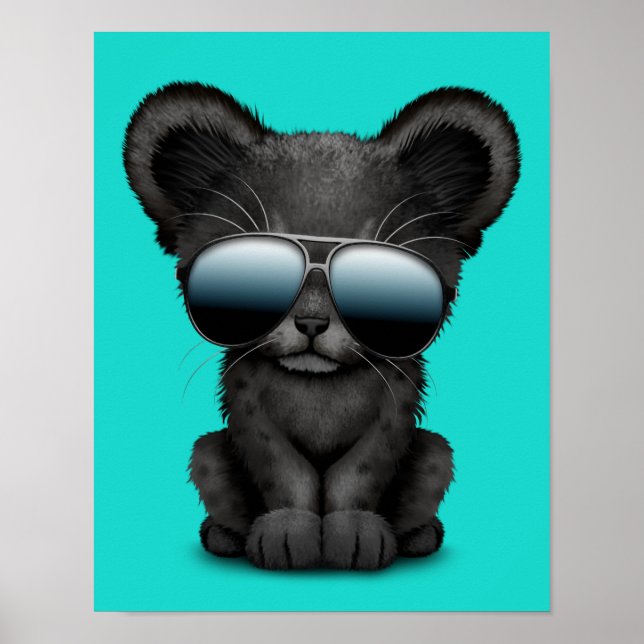 Cute Baby Black Panther Wetter Sunglass Poster (Framsidan)