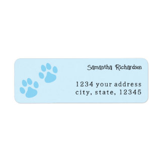 Cute Baby blue Animal Pawprint Returadress Etikett