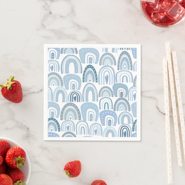 Cute Baby blue Boho Rainbow Mönster Pappersservett (Insitu)