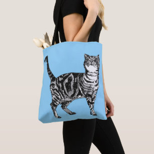 Cute Baby blue Girls Tabby katt katter Tote Bag Tygkasse