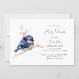 Cute Baby blue Jay Shower Inbjudningar