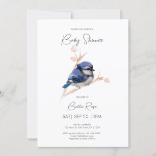 Cute Baby blue Jay Shower Inbjudningar