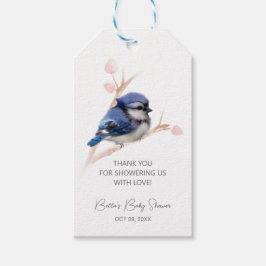 Cute Baby blue Jay Shower Presentetikett