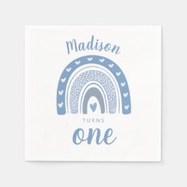 Cute Baby blue Rainbow Boho Första födelsedagen Pappersservett