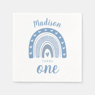 Cute Baby blue Rainbow Boho Första födelsedagen Pappersservett