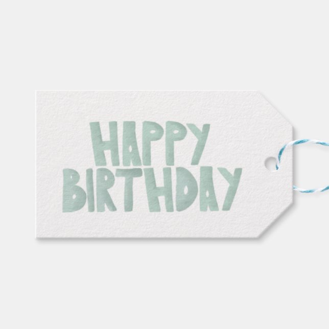 Cute Baby blue Simple Grattis på födelsedagen Presentetikett (Framsidan (Horisontell))