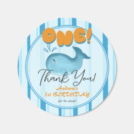 Cute Baby Blue Whale 1st Birthday Runt Klistermärke