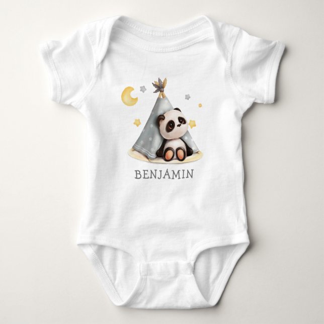 Cute Baby Boho Panda Birthday T Shirt (Framsida)