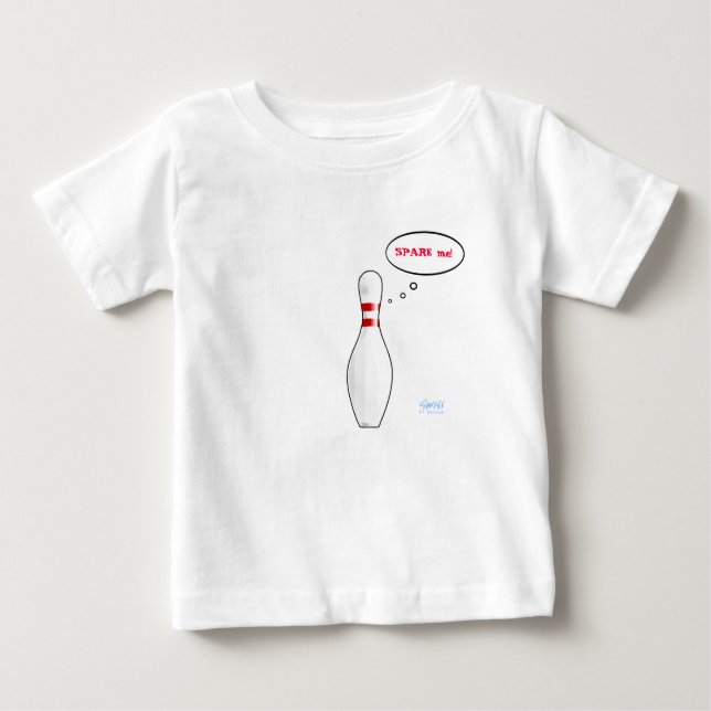Cute Baby Bowlareare Spare Me Bowling Team Mascot Tee (Framsida)