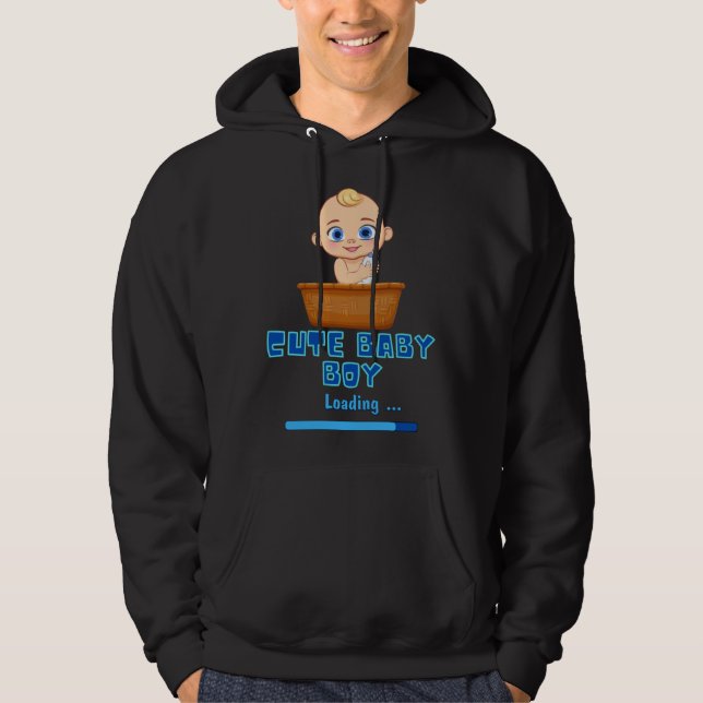 Cute Baby Boy Loading Gender Party Pregnancy It s  Hoodie (Framsida)