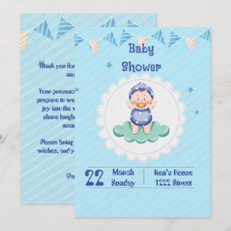 Cute Baby Boy Party Invitation  Inbjudningar