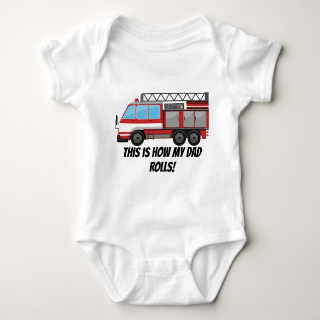 Cute baby brandman Pappa rullar T Shirt (Framsida)