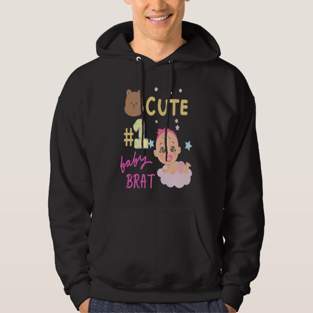 Cute Baby Brat Girl Hoodie (Framsida)