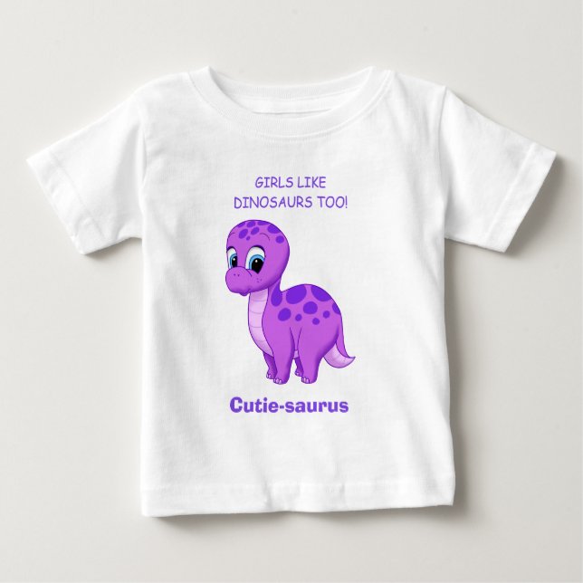 Cute Baby Brontosaurus Girls gillar även dinosauri T-shirt (Framsida)