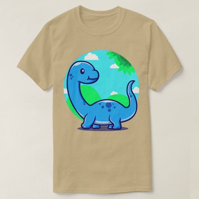 Cute Baby Brontosaurus Tecknad T Shirt (Design framsida)