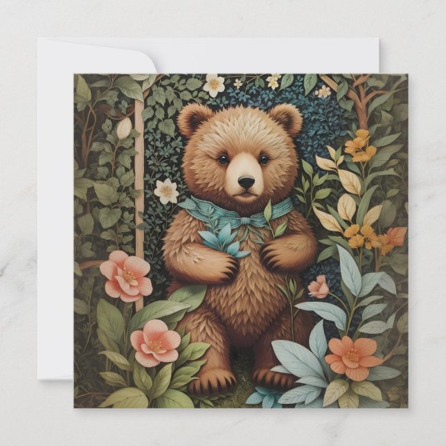 Cute Baby Brown Bear William Morris Inspired (Framsida)