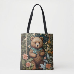 Cute Baby Brown Bear William Morris Inspired Tygkasse