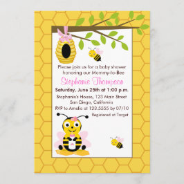 Cute Baby Bumblebee Girl Baby Shower-inbjudningar Inbjudningar