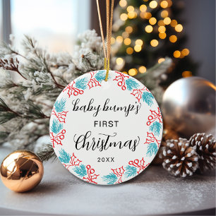 Cute Baby Bump's First jul Holly Julgransprydnad Keramik