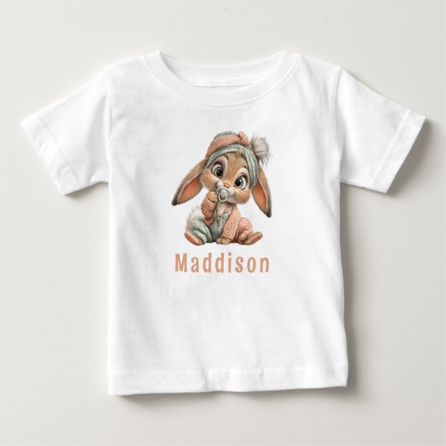 Cute Baby Bunny Birthday T Shirt (Framsida)