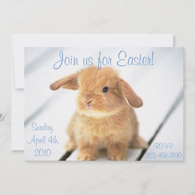 Cute Baby Bunny Easter-inbjudningar Inbjudningar (Framsida)