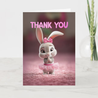 Cute Baby Bunny Girl in Pink Tutu Thank You Kort