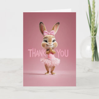 Cute Baby Bunny Girl in Pink Tutu Thank You Kort
