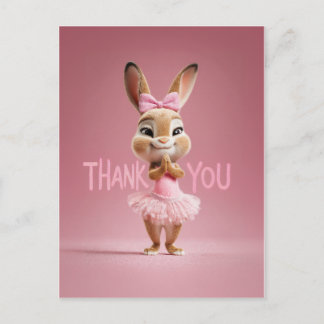 Cute Baby Bunny Girl in Pink Tutu Thank You Vykort