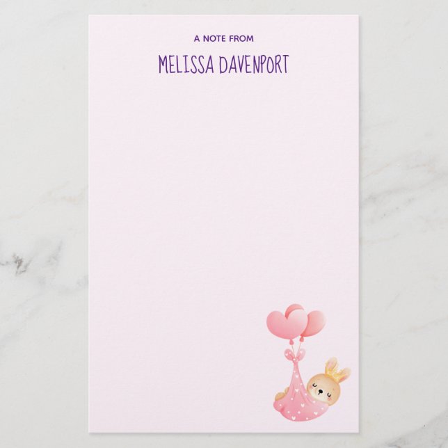 Cute Baby Bunny i en hjärtblankett Brevpapper (Framsida)