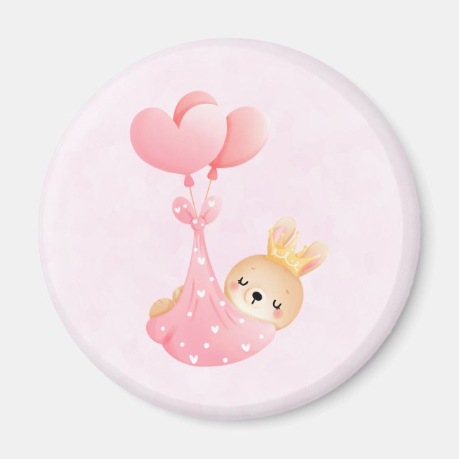 Cute Baby Bunny i en hjärtblankett Magnet (Framsidan)