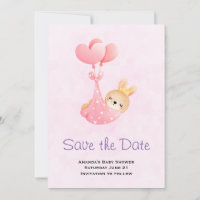 Cute Baby Bunny i en hjärtblankett Spara datum