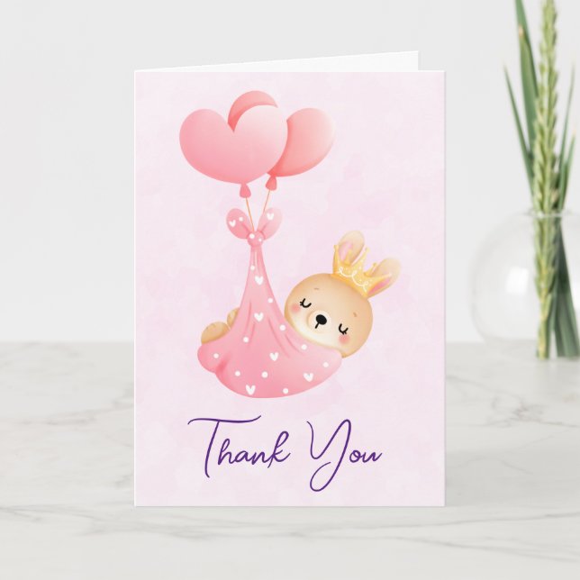 Cute Baby Bunny i Heart Blanket Tack Kort (Framsida)