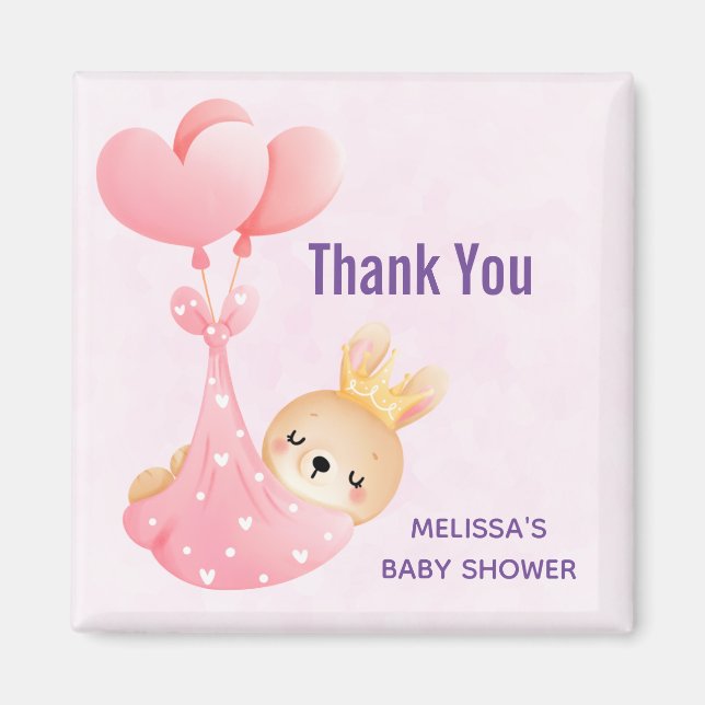 Cute Baby Bunny i Heart Blanket Tack Magnet (Framsidan)