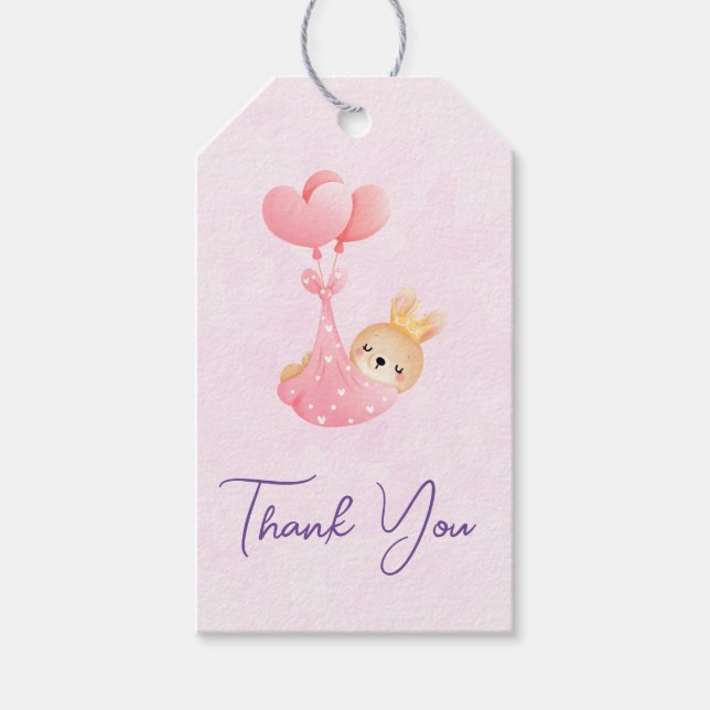 Cute Baby Bunny i Heart Blanket Tack Presentetikett (Framsidan)