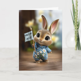 Cute Baby Bunny in Blue Romper Encouragement Kort