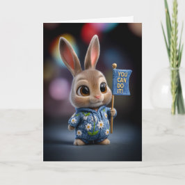 Cute Baby Bunny in Daisy Romper Encouragement Kort